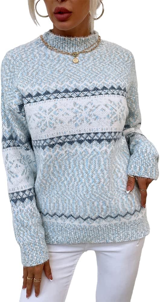 Women’s Casual Leopard Print Knitted Pullover Sweaters