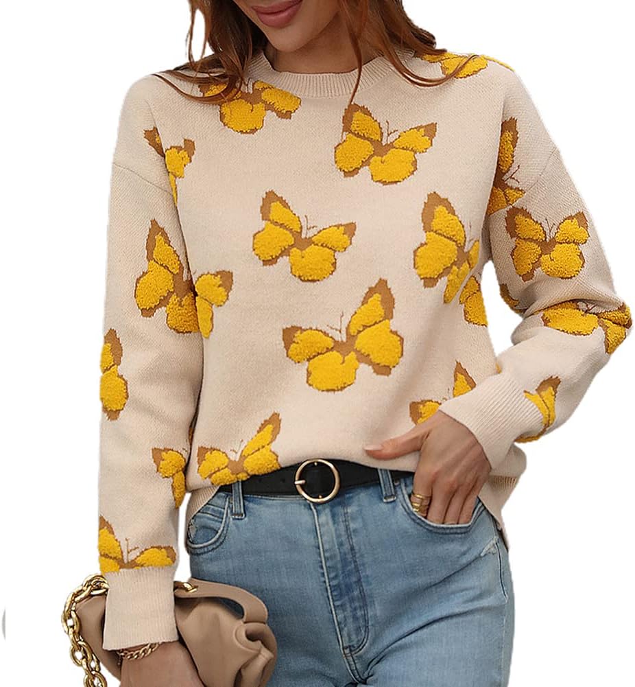 Women’s Casual Leopard Print Knitted Pullover Sweaters