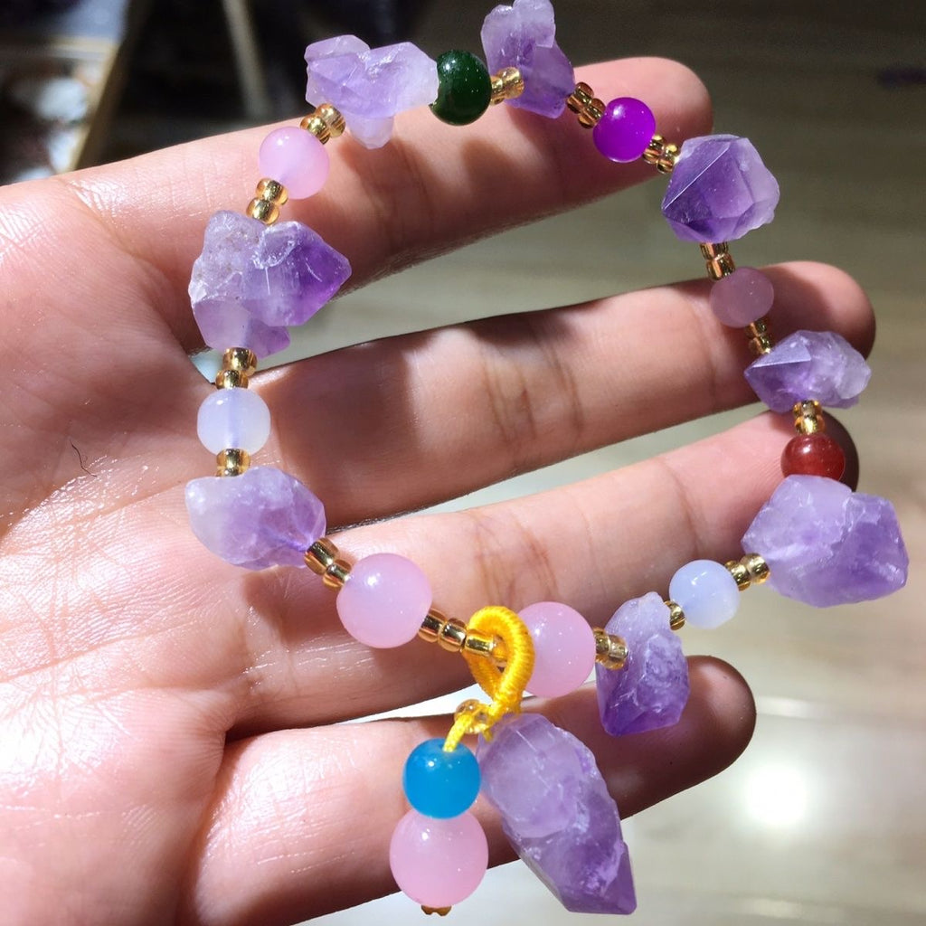 Natural Crystals Energy Multiplier Lucky Wealth Stone Bracelet