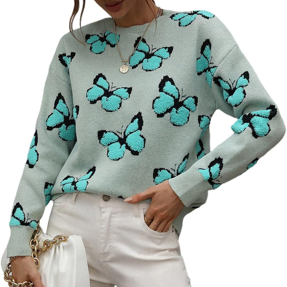 Women’s Casual Leopard Print Knitted Pullover Sweaters