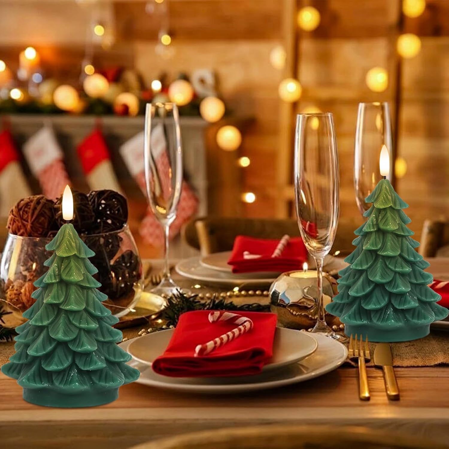 Flameless Candles with Timer, Battery Operated Flickering Wick