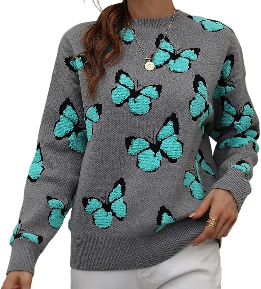Women’s Casual Leopard Print Knitted Pullover Sweaters