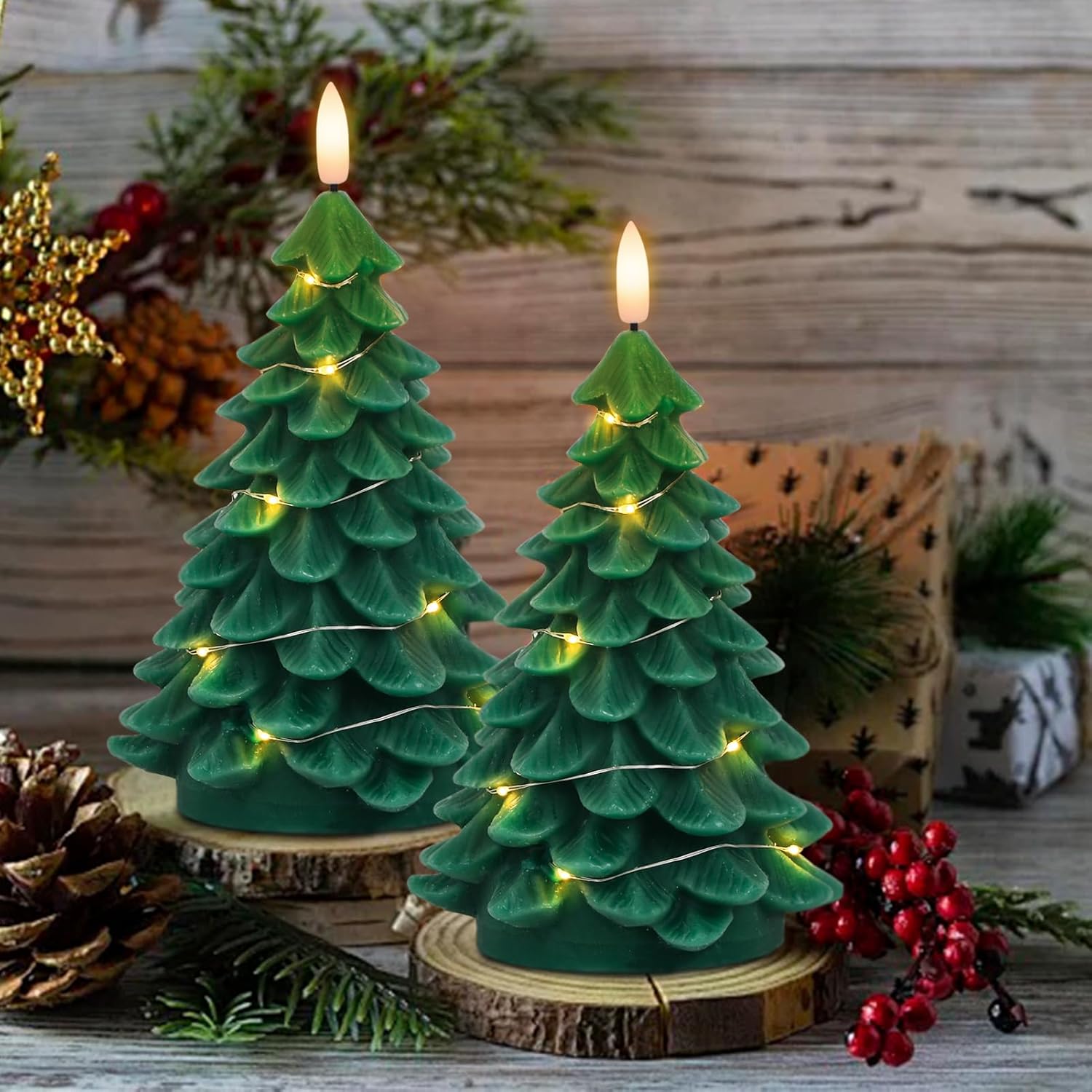 Flameless Candles with Timer, Battery Operated Flickering Wick