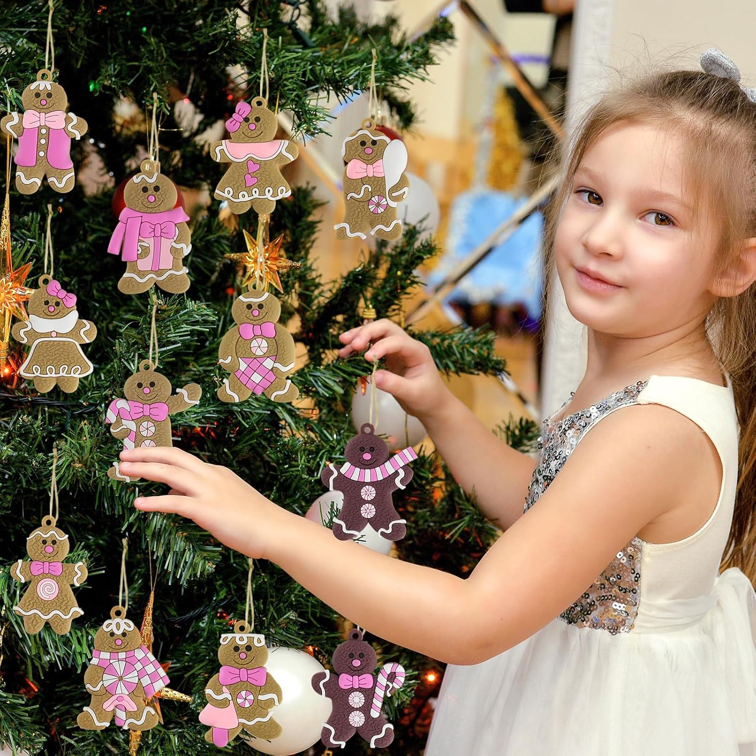 12pcs Gingerbread Man Ornaments Tree Hanging Decorations