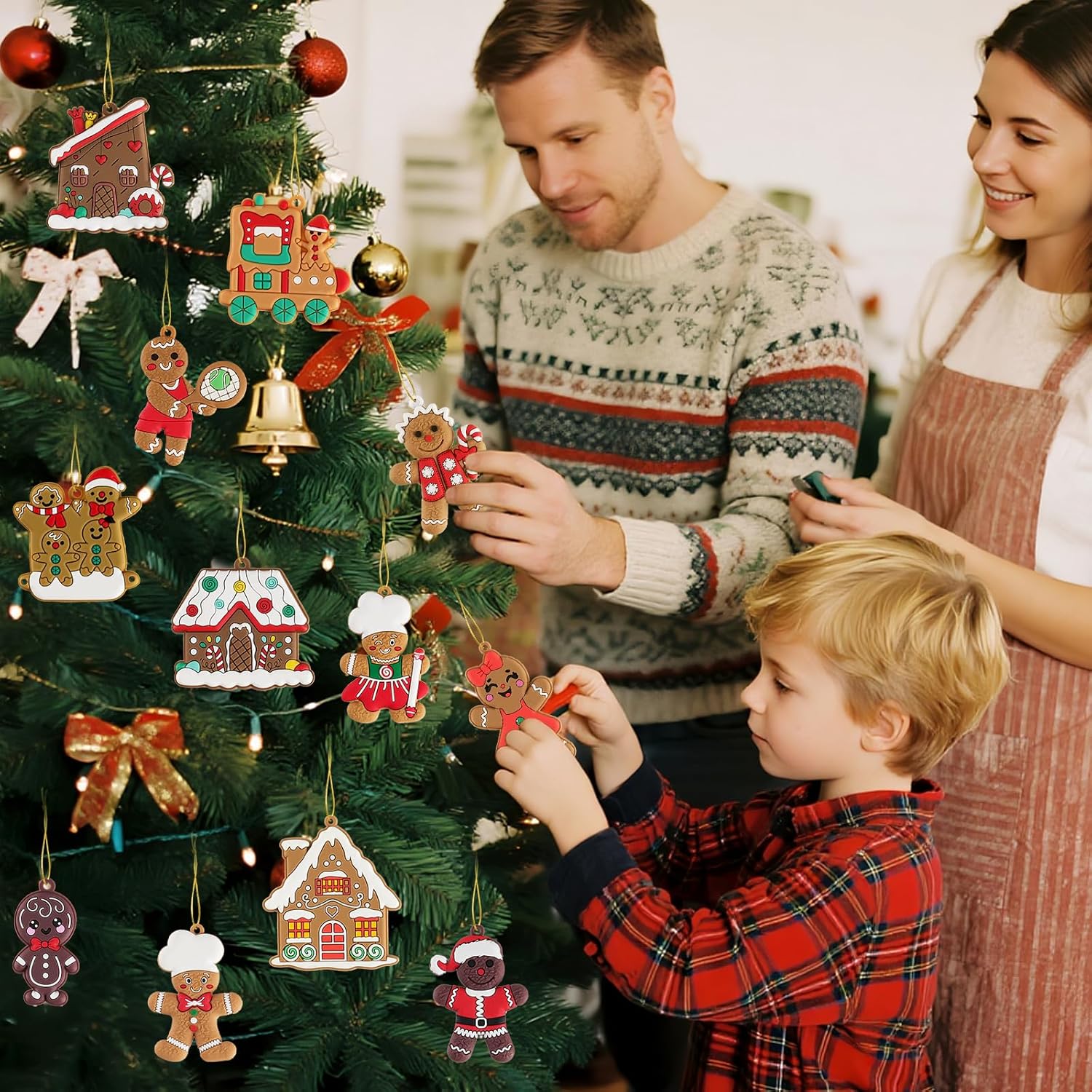12pcs Gingerbread Man Ornaments Tree Hanging Decorations