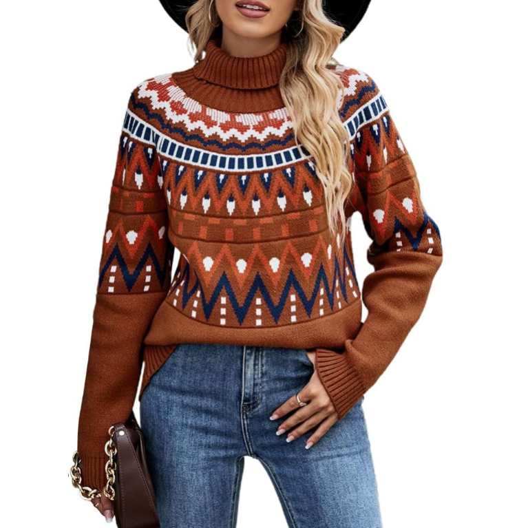 Women’s Casual Leopard Print Knitted Pullover Sweaters