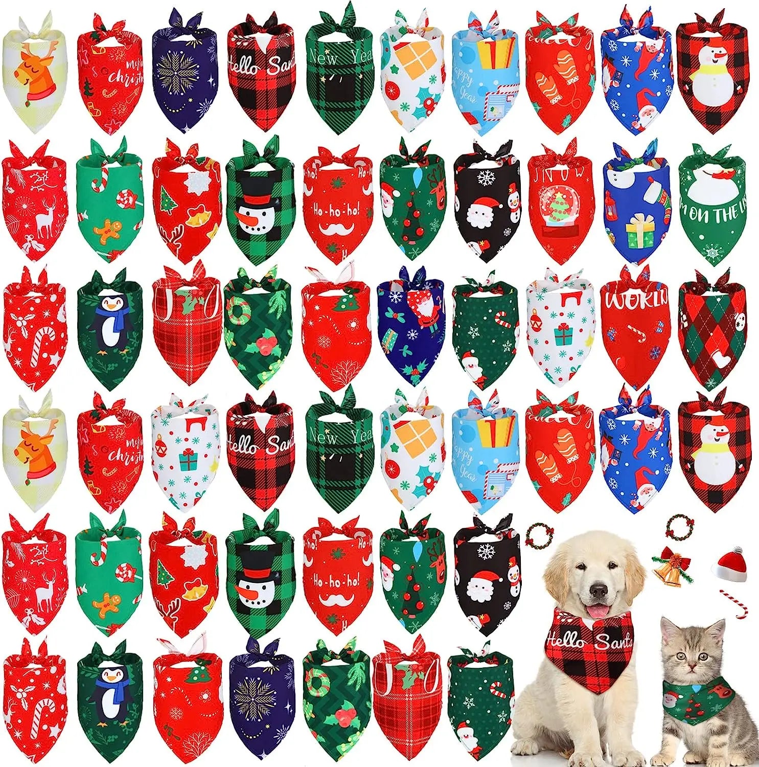 30 Pack Christmas Dog Bandana Fall Pets Scarf Triangle Bibs
