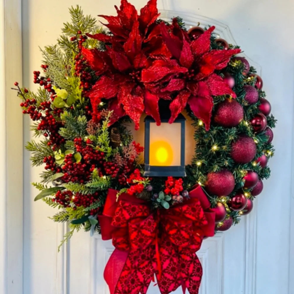 40CM Red Christmas Wreath Jesus Sacred Wreath Home Decoration