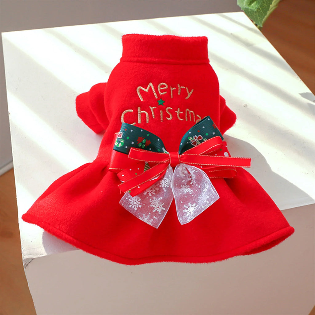 Christmas Dog Costume with Santa Hat and Jingle Bells