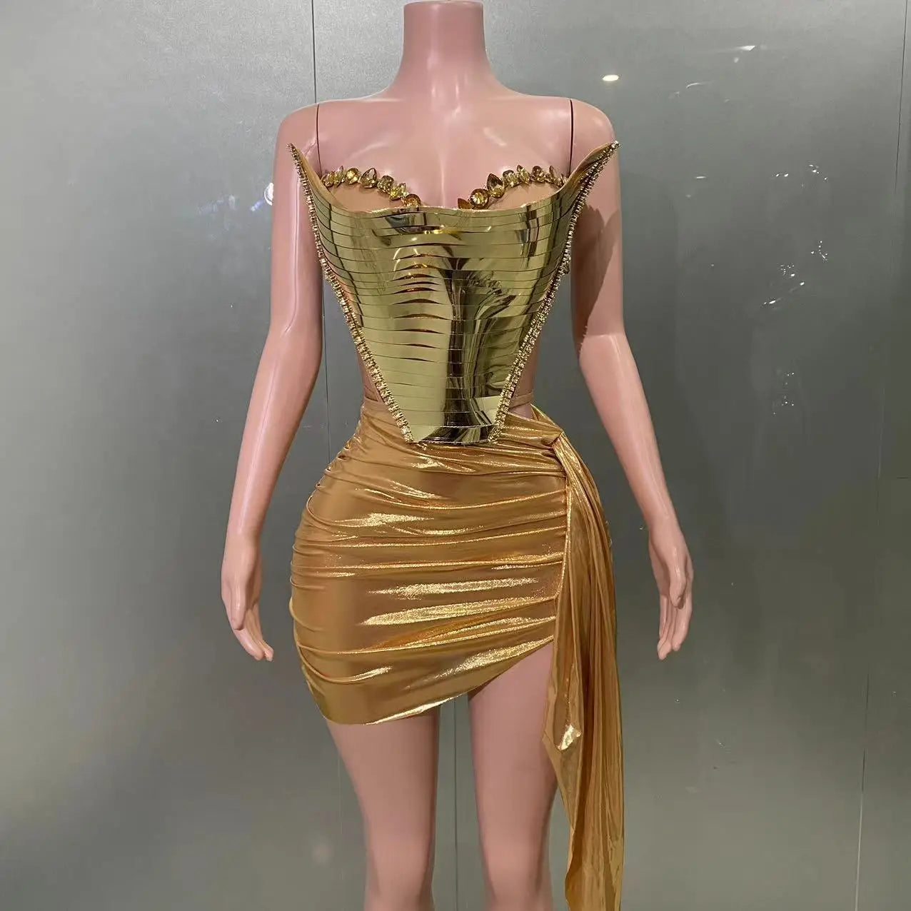 Silver Glod Color Women Sexy Shinning Crystal Bodycon