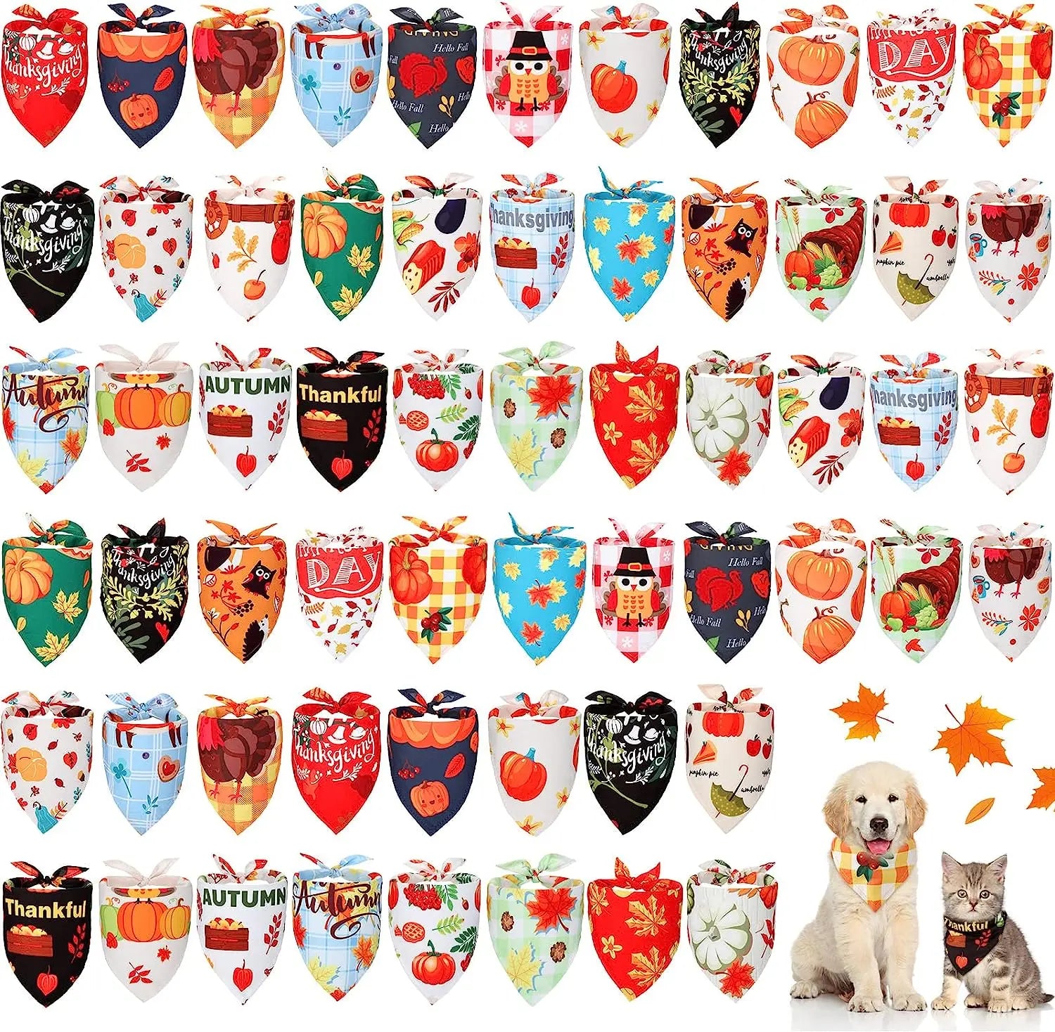 30 Pack Christmas Dog Bandana Fall Pets Scarf Triangle Bibs