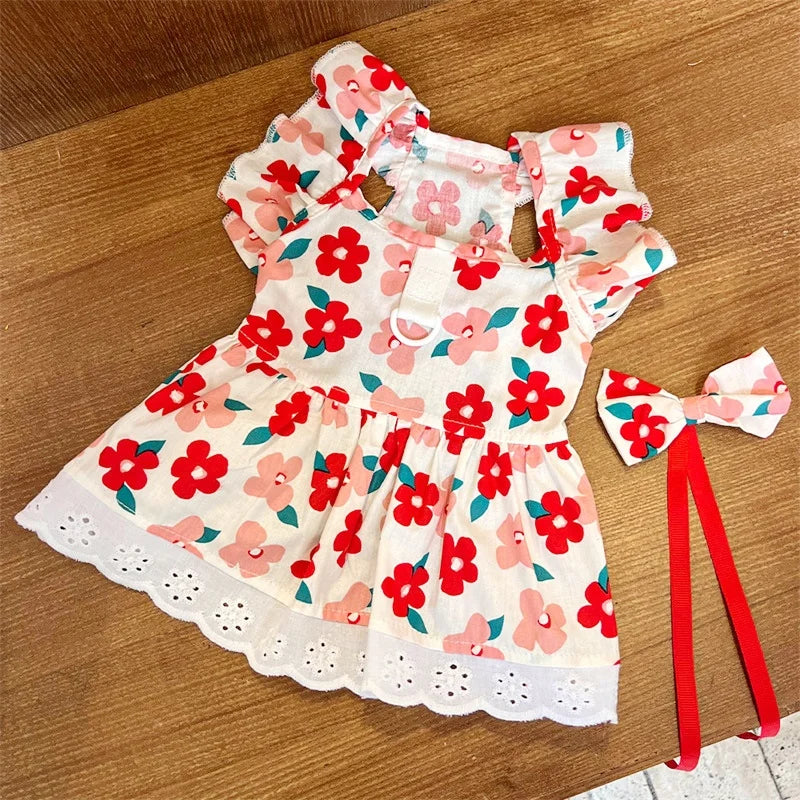 Sweet Princess Style Dog Dresses Bowknot Dog Skirt