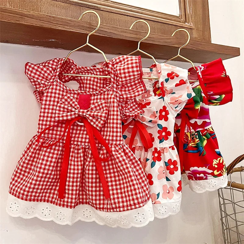 Sweet Princess Style Dog Dresses Bowknot Dog Skirt