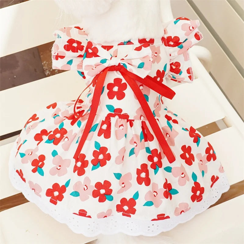 Sweet Princess Style Dog Dresses Bowknot Dog Skirt