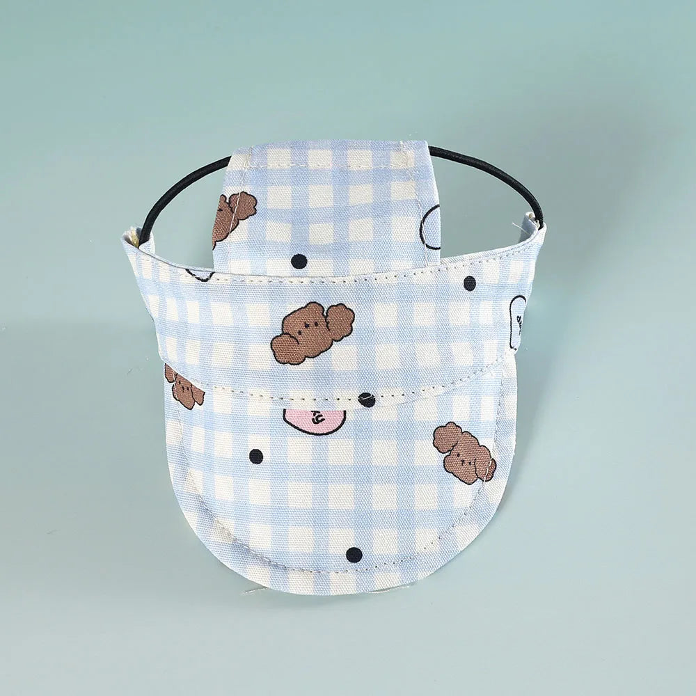 Dog Hat with Ear Holes Adjustable Denim Dog Sun Protection Hat