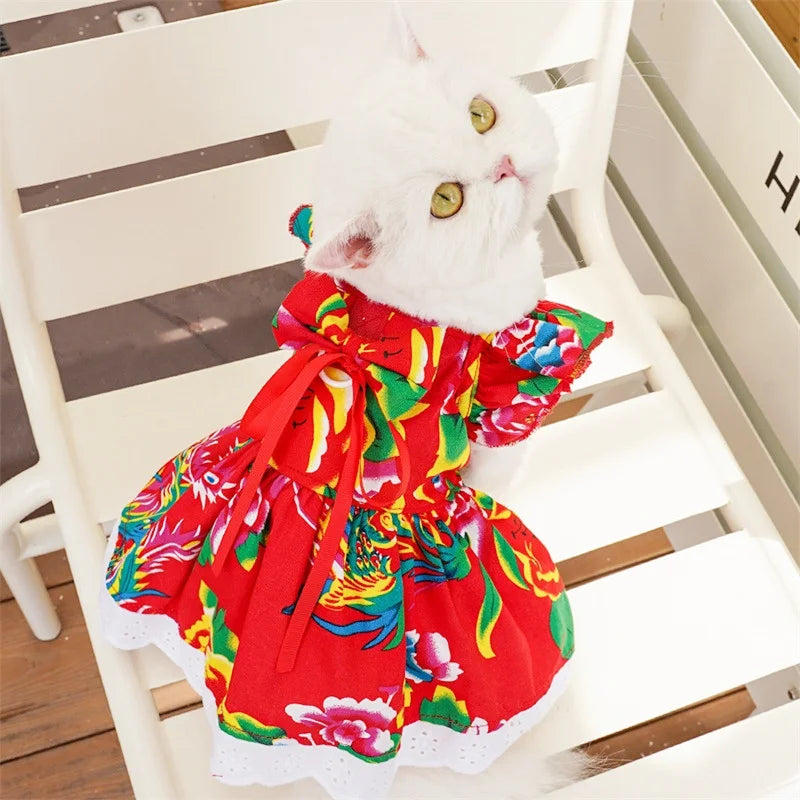 Sweet Princess Style Dog Dresses Bowknot Dog Skirt
