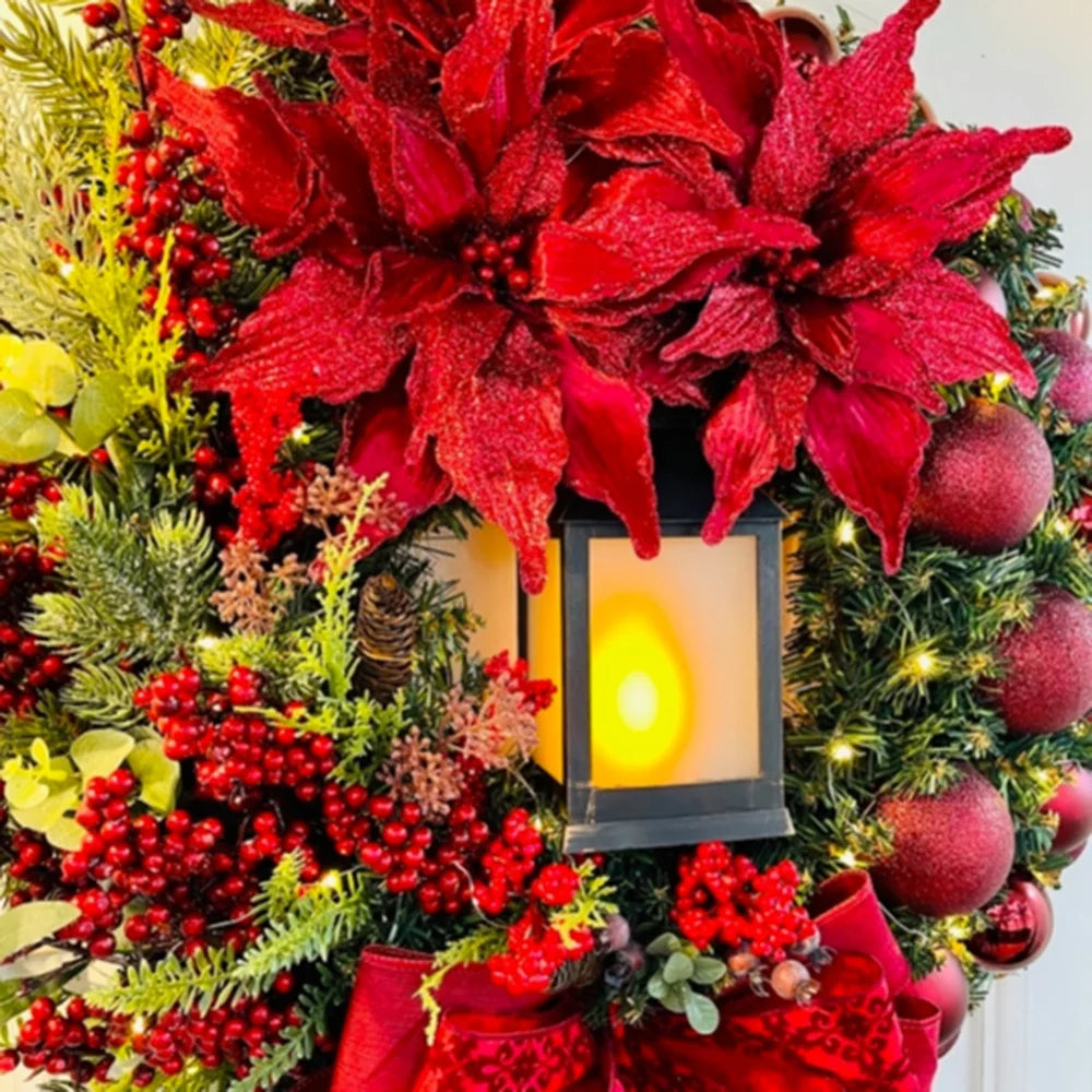 40CM Red Christmas Wreath Jesus Sacred Wreath Home Decoration