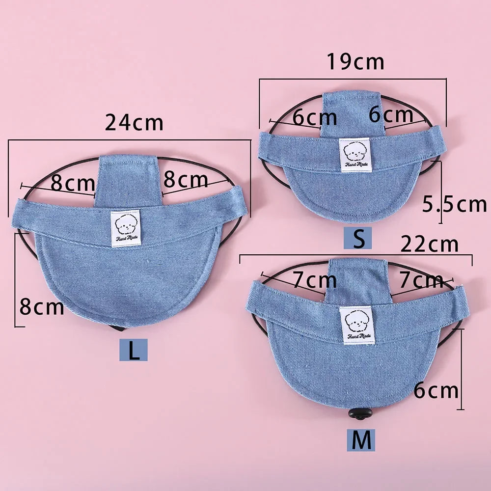 Dog Hat with Ear Holes Adjustable Denim Dog Sun Protection Hat