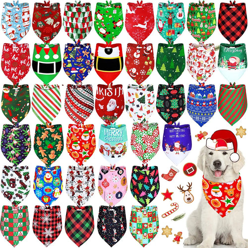 30 Pack Christmas Dog Bandana Fall Pets Scarf Triangle Bibs