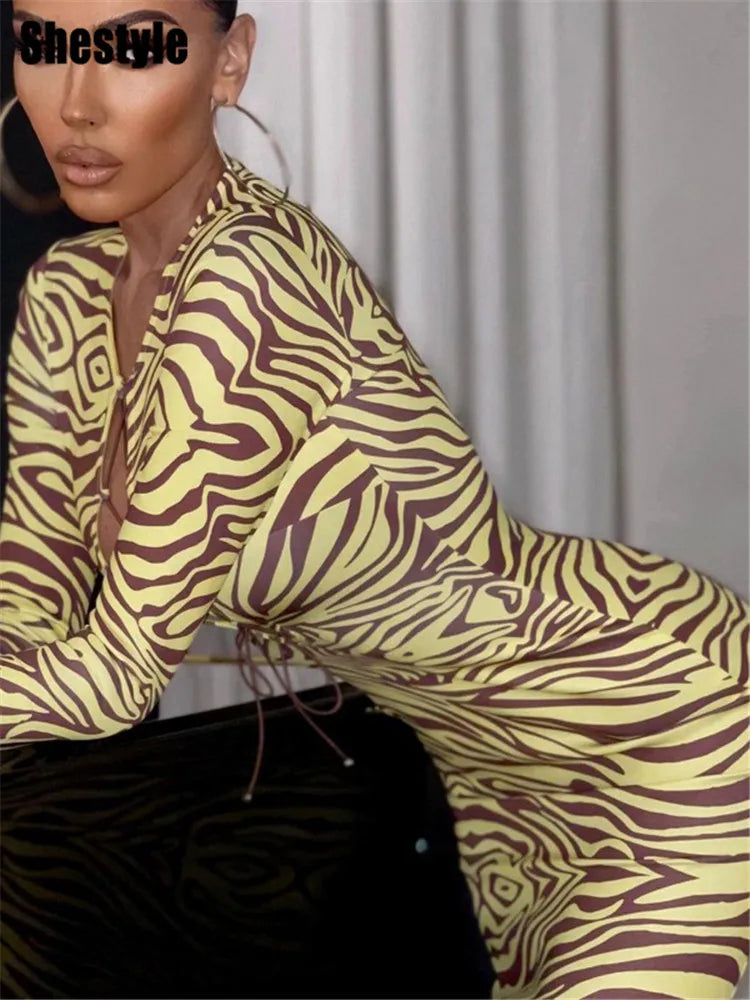 Print Yellow Pencil Long Dresses Women V Neck Corss Bandage