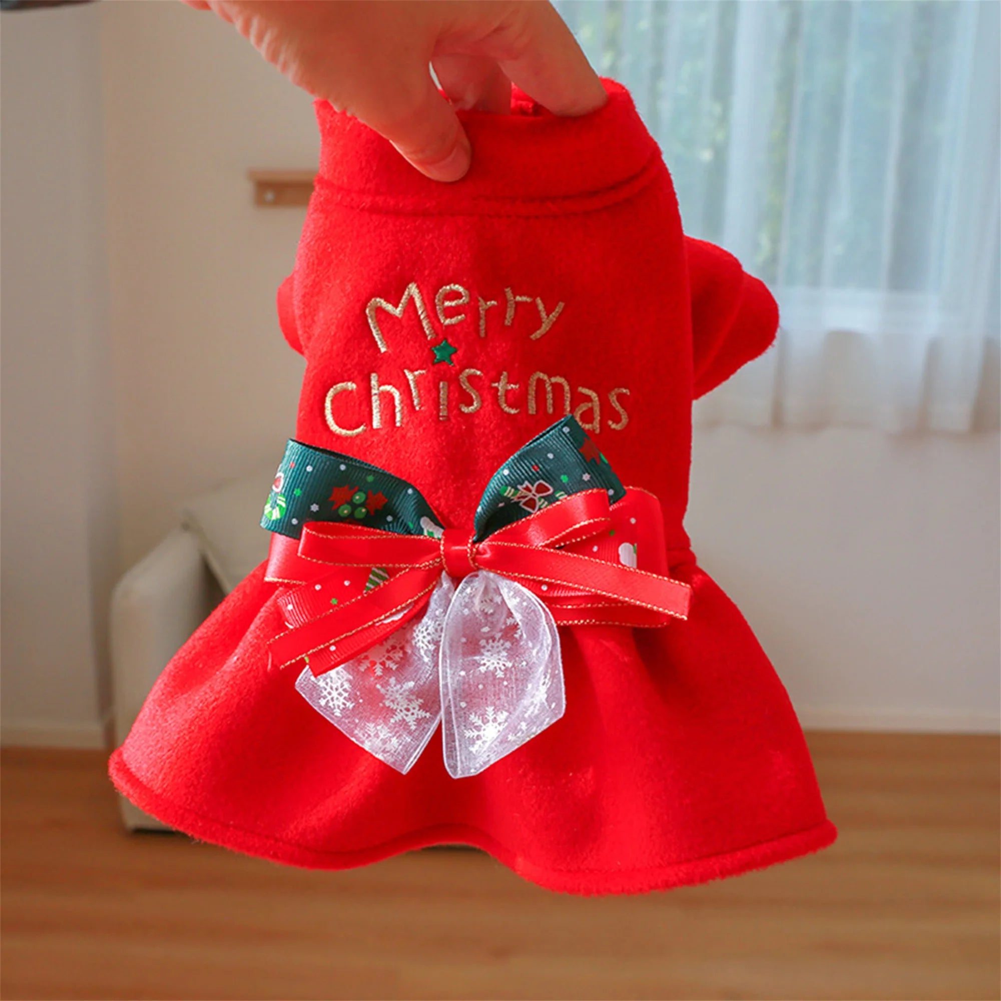 Christmas Dog Costume with Santa Hat and Jingle Bells