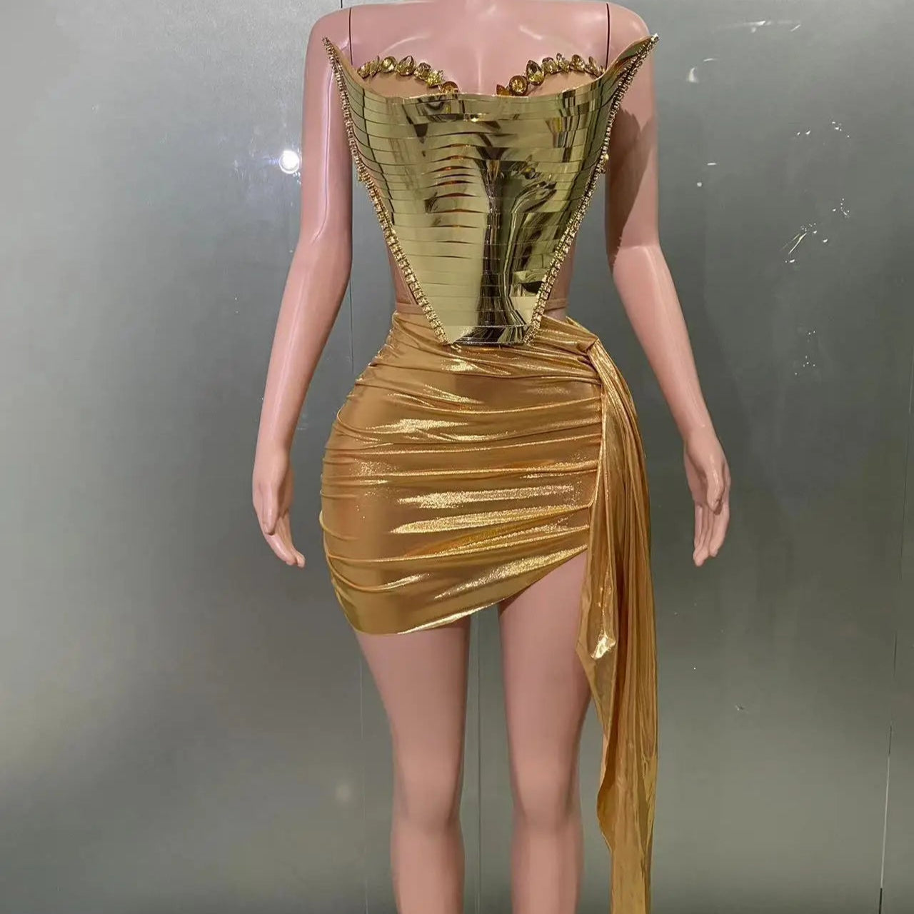 Silver Glod Color Women Sexy Shinning Crystal Bodycon