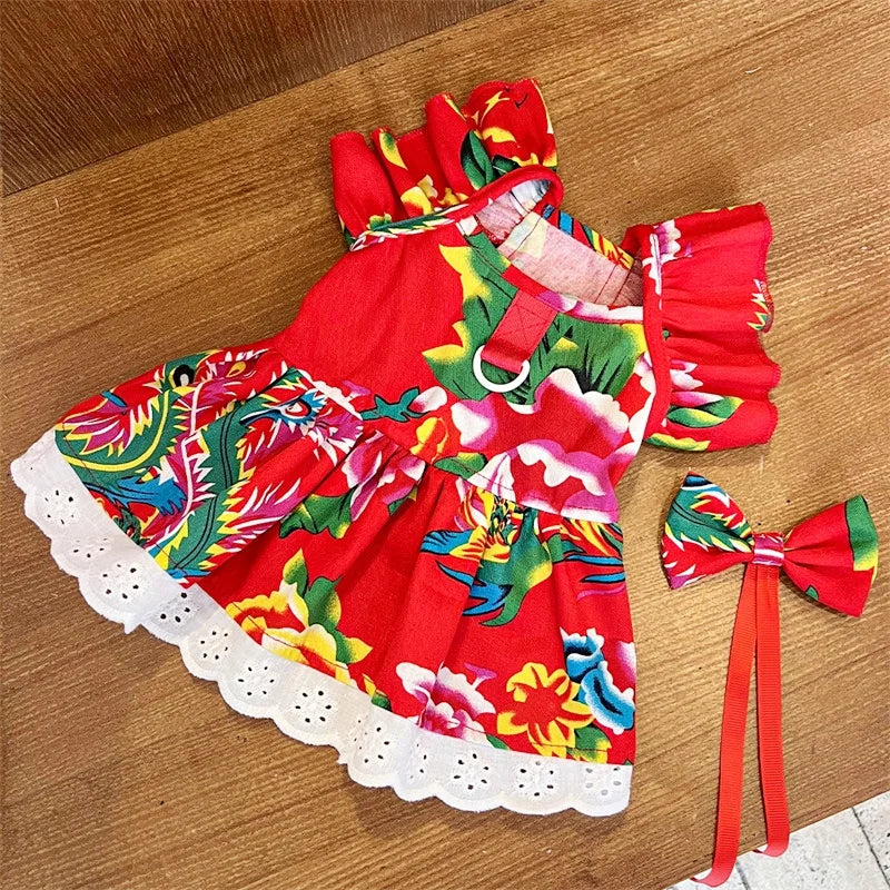 Sweet Princess Style Dog Dresses Bowknot Dog Skirt